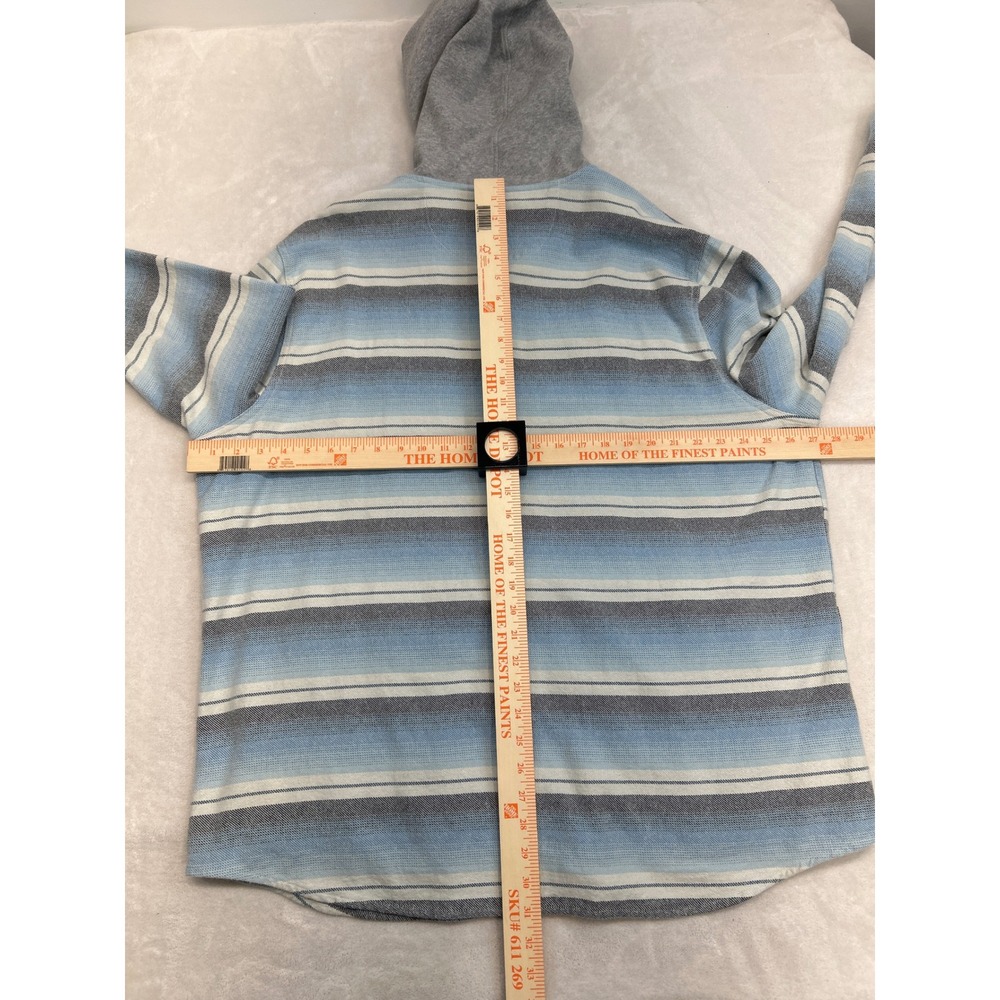 Johnnie-O Surflannel Hooded Shirt Mens XXL Blue Striped Button Front Cotton - Picture 3 of 7